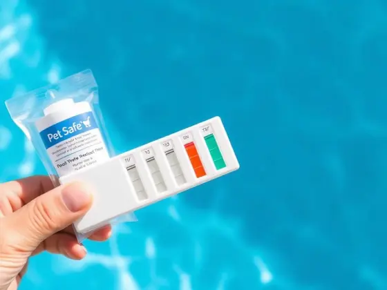 Water test strip held over pool water